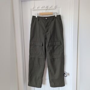 Oak + Fort Olive Green Loose Fit Cargo Pants Convertible Zip Off Size Medium